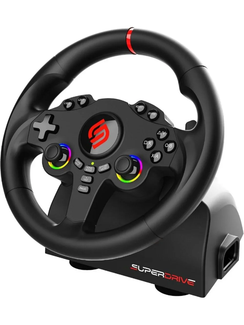 RGB Gaming Steering Wheel with Switch for PS4, Xbox & PC - Racing Accessory